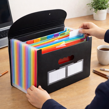 OneVibe Pocket Accordion Folder for Home & Office